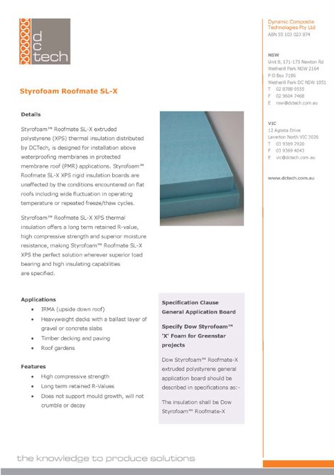 Styrofoam™ Roofmate SL-X datasheet