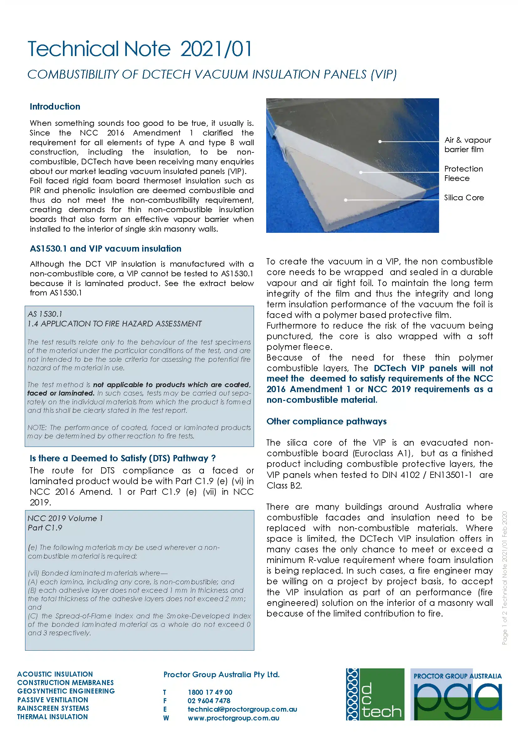 Technical Noates Dc Tech Combustability of VIP Insulation Panels